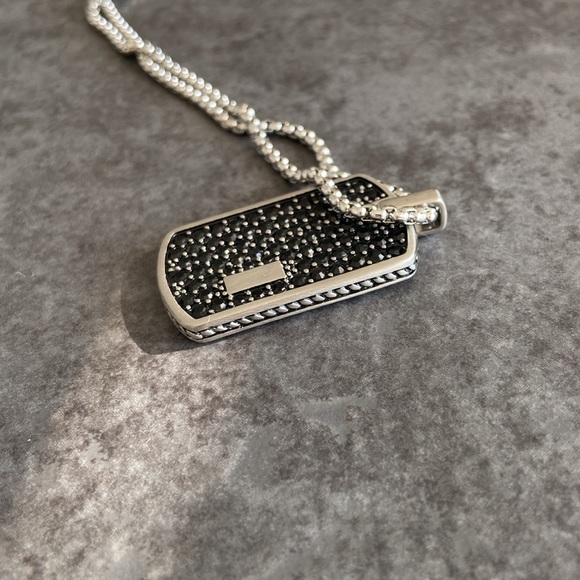 Black pave stainless steel dog tag necklace - Picture 5 of 5